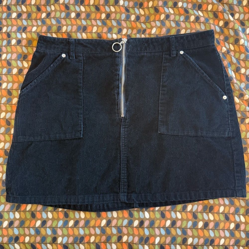 Topshop Black Corduroy Mini Skirt 12